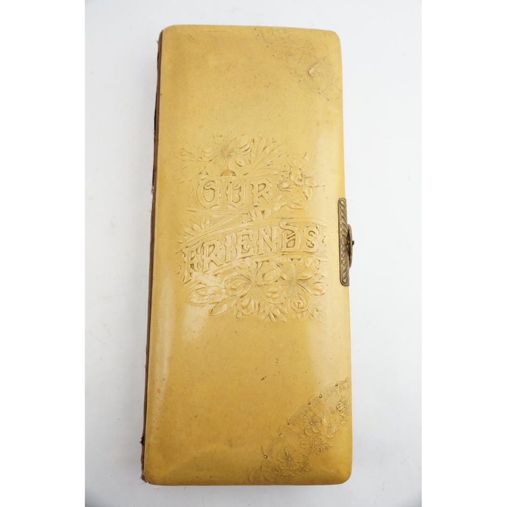 Photo Album Yellow‎ Our Friends Antique Celluloid Victorian Fair W/ Clasp